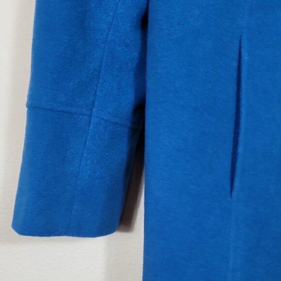 NWT MetroStyle Women Wool Trench Coat Size 12/M/L Teal Blue Button Up Pockets - Picture 4 of 14